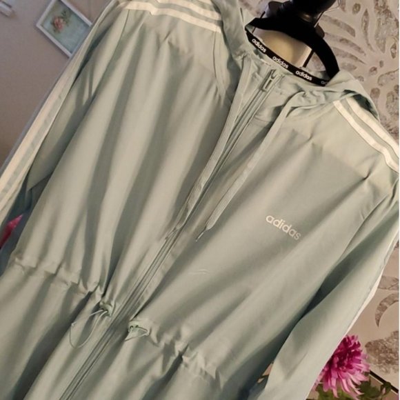 Womens ADIDAS Full Zip Hoodie rain Jacket 3 Stripe(LEGPRP/WHİTE) - Picture 2 of 7